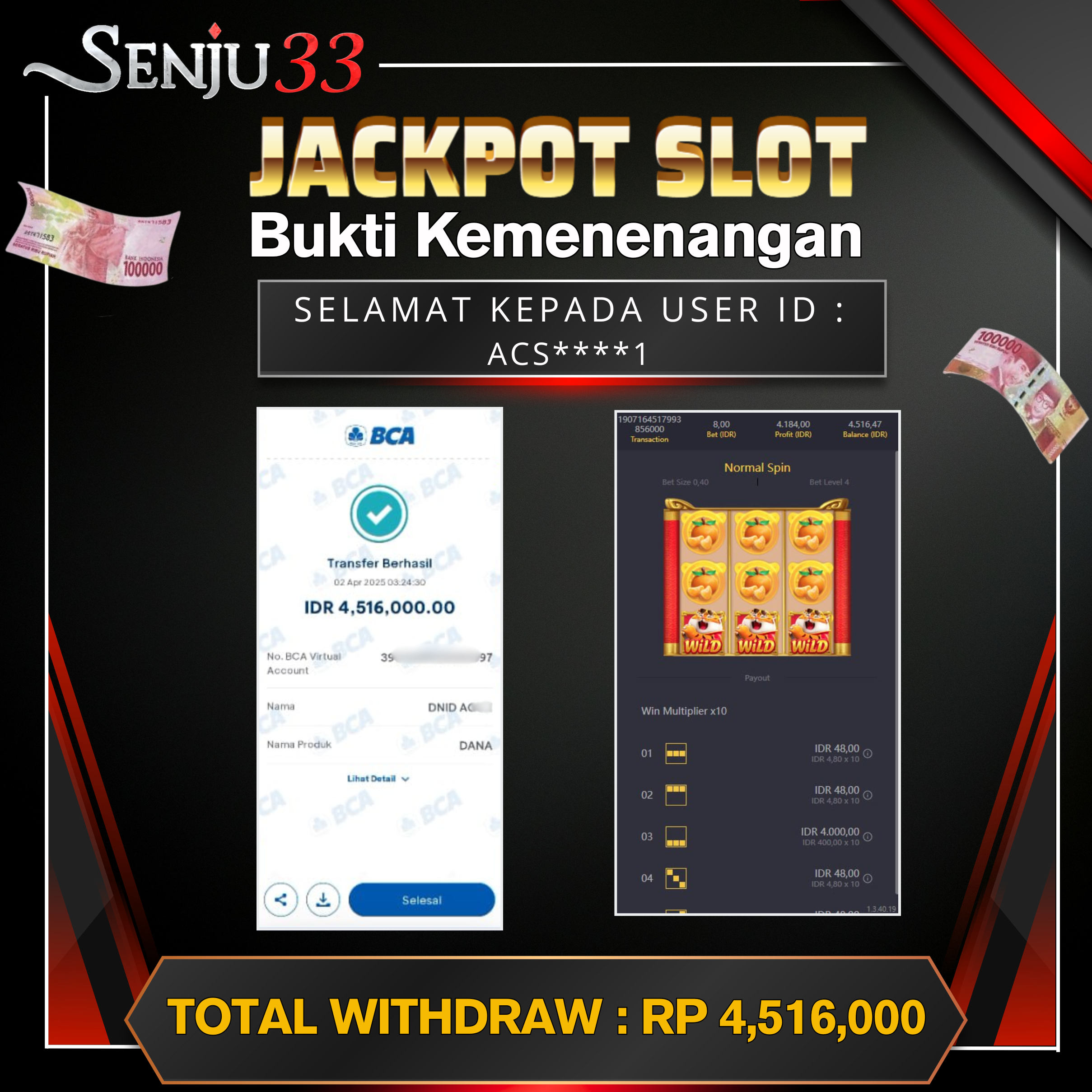 🎰 SENJU33 JACKPOT SLOT Rp. 4.516.000 LUNAS 🎉